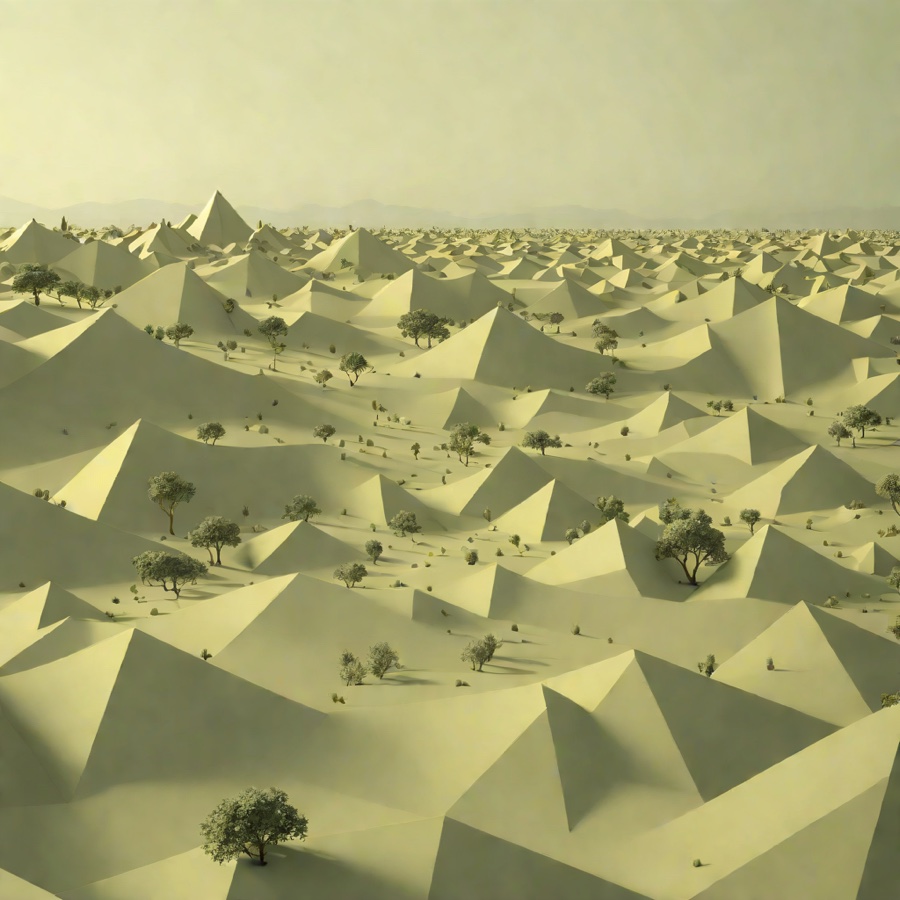 Low-poly golden hills