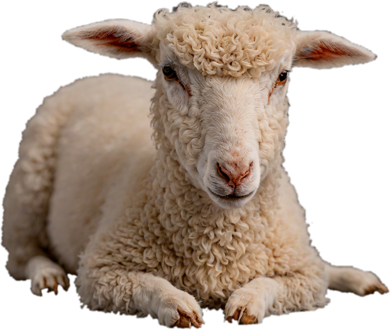 A resting lamb, the calmest animal on the farm